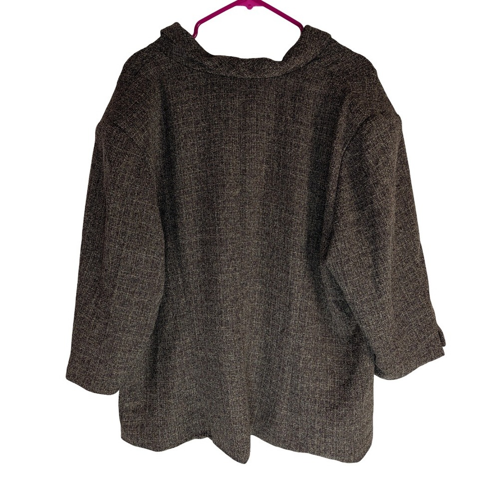 Danny & Nicole Blazer Womens 24W Brown Textured Shawl Collar 3/4 Sleeve - Picture 6 of 14
